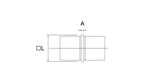 esquema medidas unión recta para tubos cuadrados 40x40 mm inox